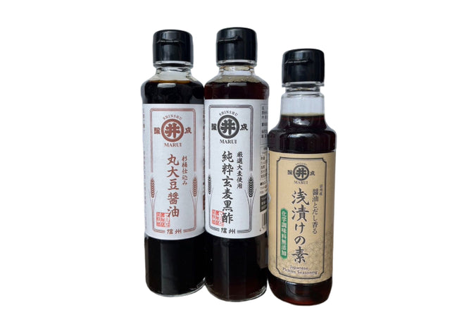 【マルヰ醤油】信州産 おすすめ調味料 3点セット｜醤油・黒酢・浅漬けの素