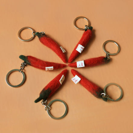 羊毛フェルトキーホルダー｜チリ（赤唐辛子）【LittleMatter（重要的小事）】台湾直送