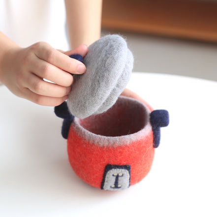 純手工ウールフェルト・収納バスケット｜カラー: 緑 / 紅  電気炊飯器【LittleMatter（重要的小事）】台湾直送