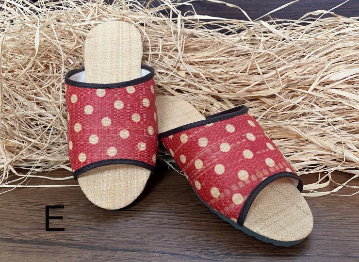 夏用スリッパ｜ラフィア製 蒸れない 涼しい室内履き柄あり - 渓泉Si Cyuan